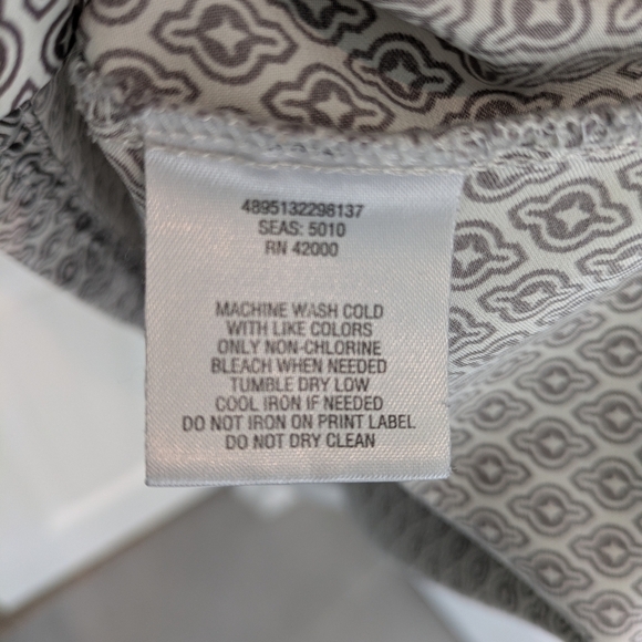 Brown & Off White Patterned Silky V Neck Night Gown Pajama House Dress - Picture 9 of 10